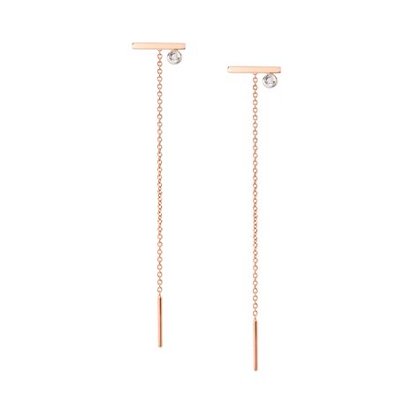 Oui earring, 18K pink gold and diamond 